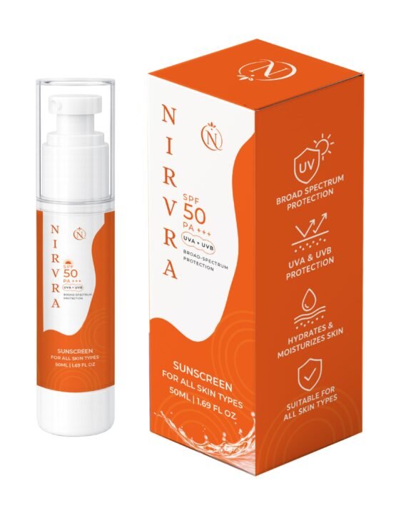 Protect your skin daily with Nirvra SPF 50 PA+++ Sunscreen. Lightweight, non-greasy, and suitable for all skin types, it shields against harmful UVA & UVB rays while keeping skin hydrated and comfortable.