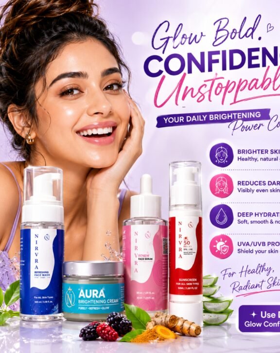 Your Complete Brightening & Protection Routine Transform your daily skincare routine with the Nirvra Brightening & Protection Combo, specially designed to promote brighter, smoother, and healthier-looking skin. This 4-step skincare regimen works together to deeply cleanse impurities, reduce the appearance of dullness, improve skin texture, hydrate the skin barrier, and provide broad-spectrum sun protection.